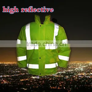 Waterproof Yellow High Visibility Warm Workwear Reflective Safety Winter Jacket thumbnail-3