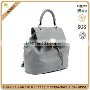 Guangzhou OEM Factory Pure Leather Travel Bag Lady Ksnapsack Backpack Real Leather Ladies Small Backpack With Certificates thumbnail-6