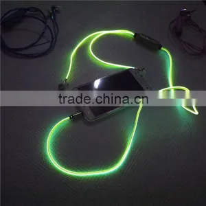 EL Led Flowing Earphone /EL Flowing Led Light Earphone With Mic Led Light Earphone Mobile Earphone for Samsung thumbnail-1
