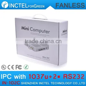 Fanless Mini Industrial PC Computer Workstation With 2 COM 4 USB 3.0 Intel Celeron 1037u Processor With 4G RAM Only thumbnail-2