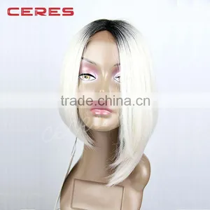 Black/White Two Tones Ombre Synthetic Wig, Fashion Heat Resistant Lace Front Bob Style Wig thumbnail-4