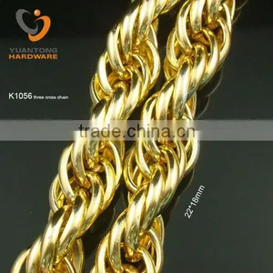 22mm Thick Gold Color Rope Necklace Chain thumbnail-1