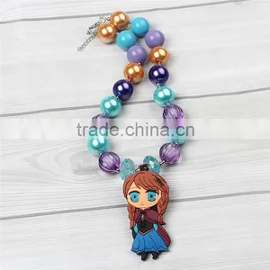 Flower Pearl Necklace With Girls Doll and Lace Bowknot Hairband for Girl Pearl Boutique Baby Girl Necklace thumbnail-4