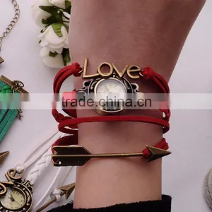 2016 Magnetic Wistband Feather Wrap Bracelet Arrow&Love Quartz Watch Bracelet Punk Style Bracelet/ thumbnail-5