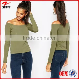 2016 Womens Wholesale Clothing off Shoulder Tops With Long Sleeves Women Blouse thumbnail-1