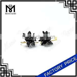 Cluster Flower cz Earrings Cubic Zirconia Earrings in Black Marquise Stones thumbnail-3