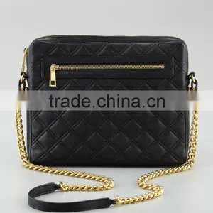 Fashion Quilted Lambskin Leather Crossbody Bag for Ipad thumbnail-1