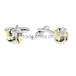 Stainless Steel Gold IP-plated Knots Design Cuff Links thumbnail-1