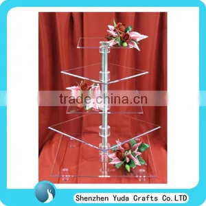 Made Customize Acrylic Wedding Cake Plate Displays, Clear Birthday Cupcake Stand thumbnail-1