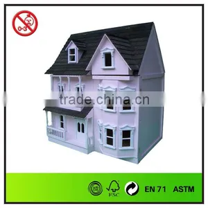 3-Storied Hot Selling Pink Wooden Doll House thumbnail-1