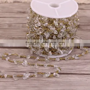 Handmade Natural White Quartz Chips Beaded Chains for Necklace Bracelet Making thumbnail-1
