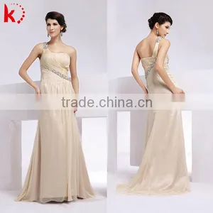 Newly Design One-shoulder Chiffon Beaded Fashion Elegant Long Evening Dresses thumbnail-1