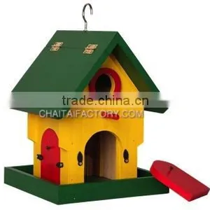 Outdoor Garden Wood BIRD HOUSE Feeder thumbnail-2