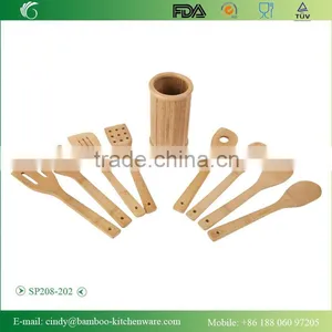 SP208 Sets of 8 Pcs Bamboo Kitchen Cooking Utensil in Bamboo Holder thumbnail-1