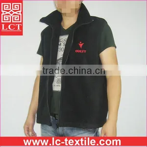 China OEM Clothing Manufacturer Custom Embroidery Good Hand Feeling Black Sleeveless Cheap Fleece Vest for Promotion(LCTU0055) thumbnail-1