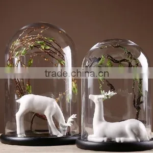 Hot Sale Clear Glass Bell Jar Dome With Wooden Base in Many Size thumbnail-1