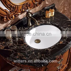 High Quality Natural Marble Antique Solid Wood Bathroom Cabinet With Apple Mirror WTS1607 thumbnail-4
