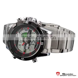 Shark Mens Digital LCD Dual Time Quartz Stainless Steel Sport Watch thumbnail-4