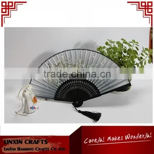 Customized Japanese Cheap Silk Fabric Hand Fan Bamboo Fan for Promotion thumbnail-1