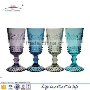 Blue Green Pressed Vintage Wine Glass Stemware thumbnail-2
