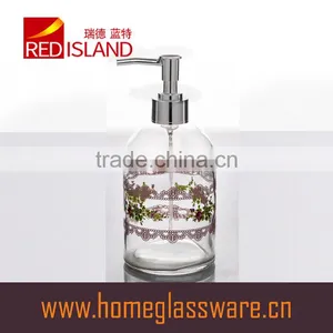 435ml Clear Glass Bottle With Decal and Pump Head thumbnail-1