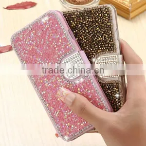 Full Diamond Flip Leather Phone Case for IPhone7, PU Card Slot Leather Back Cover for IPhone 7 Plus thumbnail-1