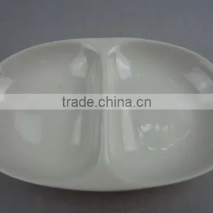 Stock White Porcelain Two Division Oval Sauce Dish thumbnail-1