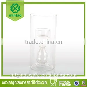 3-tier Newest Modelling Clear Series Tall Glass Straight Barrel Hurricane Candle Holder thumbnail-3