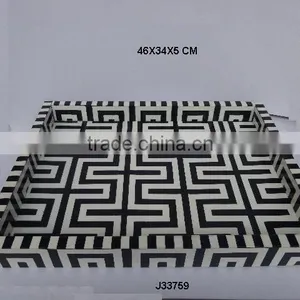 Black and White Geometric Pattern Rectangular Tray Colours Size Can be Customized thumbnail-1
