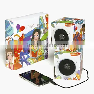 New Design Custom Full Logo Printing Foldable Cardboard Mini Speaker for Promotion Gift thumbnail-4
