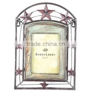 Rustic Western Wood & Metal Star Shaped Photo Frame thumbnail-1