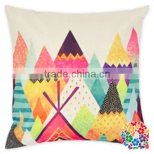 Flower Print Cushion Cover For Chair 17.3*17.3 Inches Decoration Hemp Pillow Cover thumbnail-3
