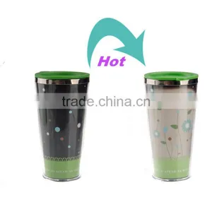 Double-layer Stainless Steel Interior Head Sensitive Color Changing Mug Cup Coffee Cup With Lid thumbnail-1