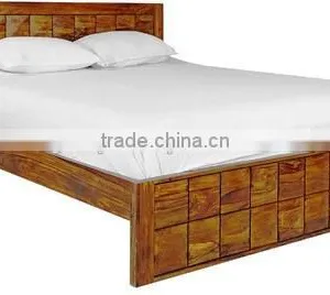Honey Brown Color Wooden King Size Bed thumbnail-1