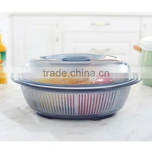 Oval Double Layers Kitchen Vegetable Fruit Rice Plastic Washing Drain Draining Basket thumbnail-2