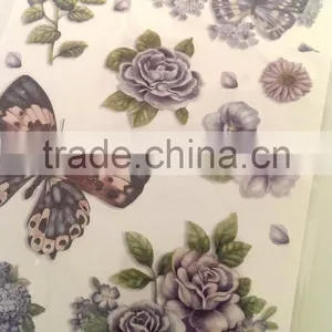 Purple Color Butterfly & Rose Design Sticker, Antique Decorative Shinny Glitter Sticker thumbnail-5