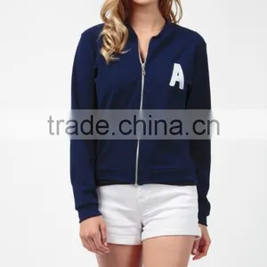 Custom Varsity Jackets Trendy Spring Knit Navy Bomber American Cheerleader Style Romber For Wholesale Blank Varsity Jackets thumbnail-2