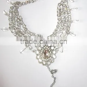 GOLD Tone Crystal PAYAL Anklets Pair With Toe Ring Barefoot Sandal thumbnail-6