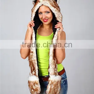 Long Eared Plush Animal Head Russian Style Fur Winter Hat thumbnail-1
