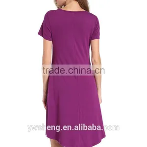 Wholesale Latest Fashion Short Sleve Ladies O-Neck Simple Soft Women Dress thumbnail-6