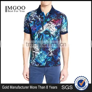 Custom Made Clothing Manufactures Mens Short Sleeve Polo Shirt With All Over Floral Print Polo With Rib Collar thumbnail-1
