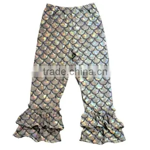 2016 Fashion Green Fish Scale Mermaid Tail Baby Girls Capri Legging Mermaid Capri Pants Ruffle for Kids thumbnail-2