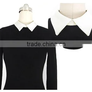 Fashion Double-breasted Lady Long Sleeve Formal Collar Pencil Dress For Office Design Formal Dress thumbnail-4