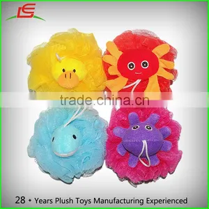 4Pcs Set Around 5-inch Loofah Kids Childs Baby Toy Stuffed Animal Bath and Shower Mesh Pouf thumbnail-2