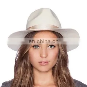 2015 Hot Fashion Women Bowknot Ribbon Blank Cream Felt Hat thumbnail-5