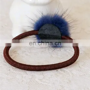 Small Round Mink Fur Pom Pom Hairband Real Mink Fur Bobble Ealstic thumbnail-6