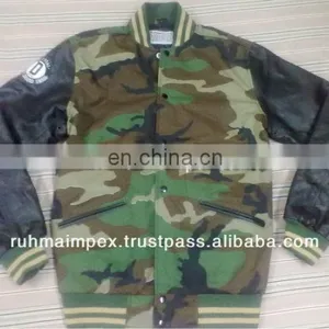 Camo Jacket With Leather Sleeves thumbnail-1