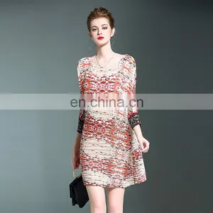 Prints Floral Fashion China Dress for Women Summer Pleats Issey Design thumbnail-1
