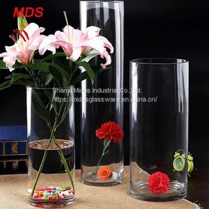 Glassware Wholesale Bohemia Crystal Cylinder Clear Glass Flower Vase thumbnail-2