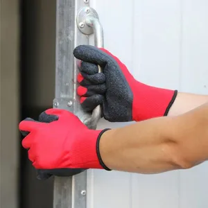 Economic Hot Design Red Black Latex Crinkle OEM and Logo Customized Workers Glove thumbnail-2